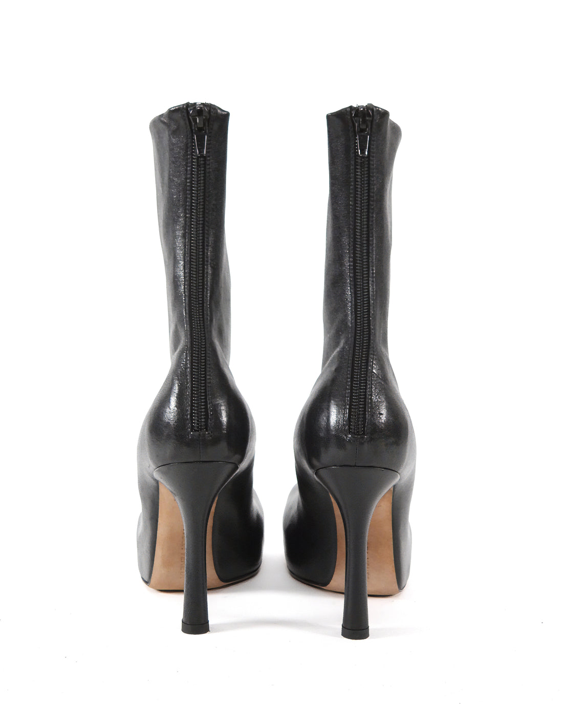 Bottega Veneta Black Leather Platform Sock Boot - 37