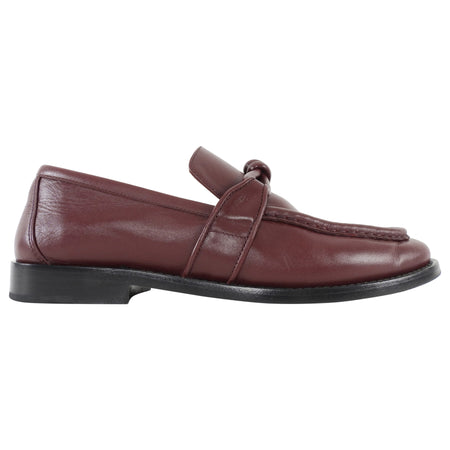 Bottega Veneta Burgundy Red Leather Knot Buckle Astaire Loafer - 39.5