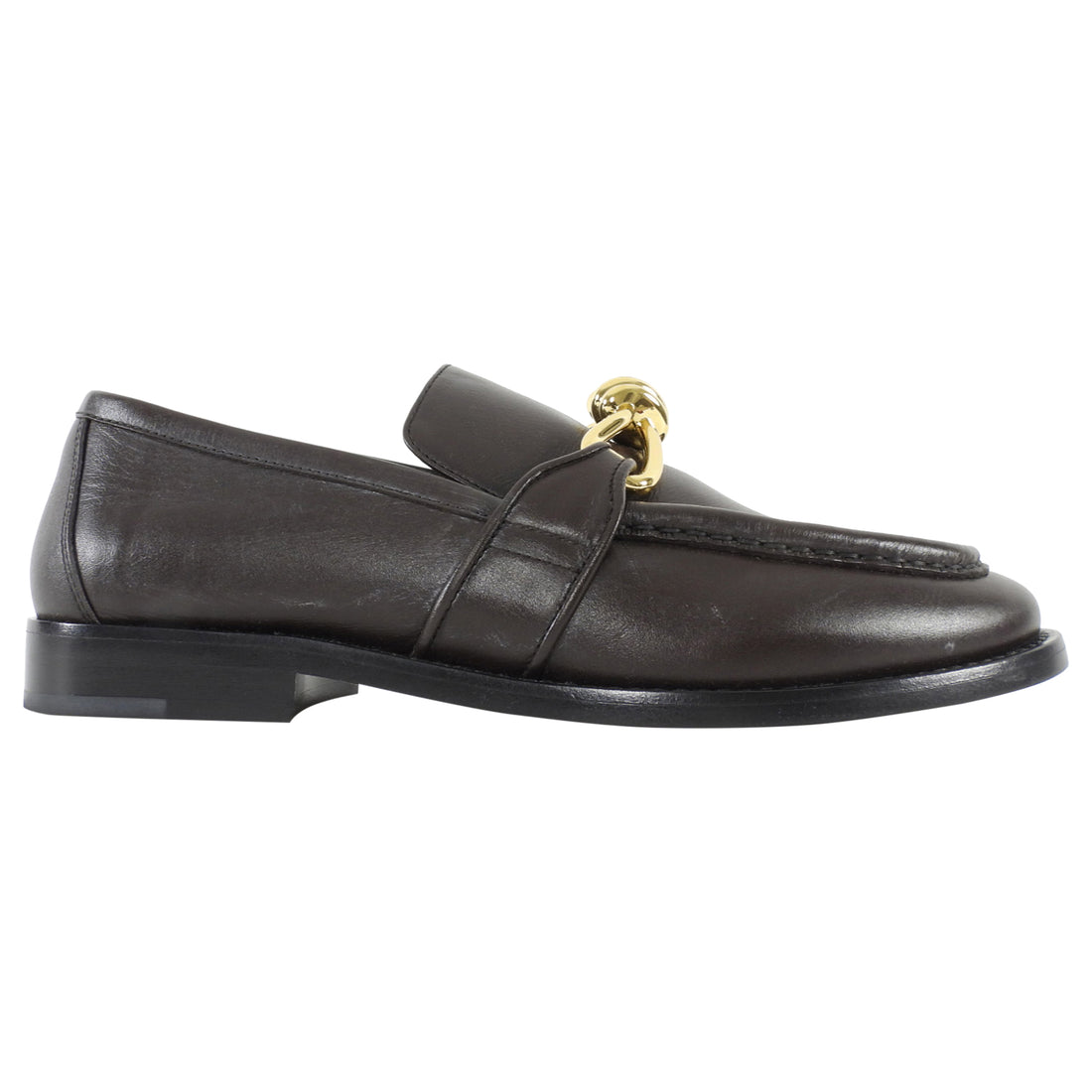 Bottega Veneta Espresso Brown Leather Gold Knot Buckle Astaire Loafer - 39.5