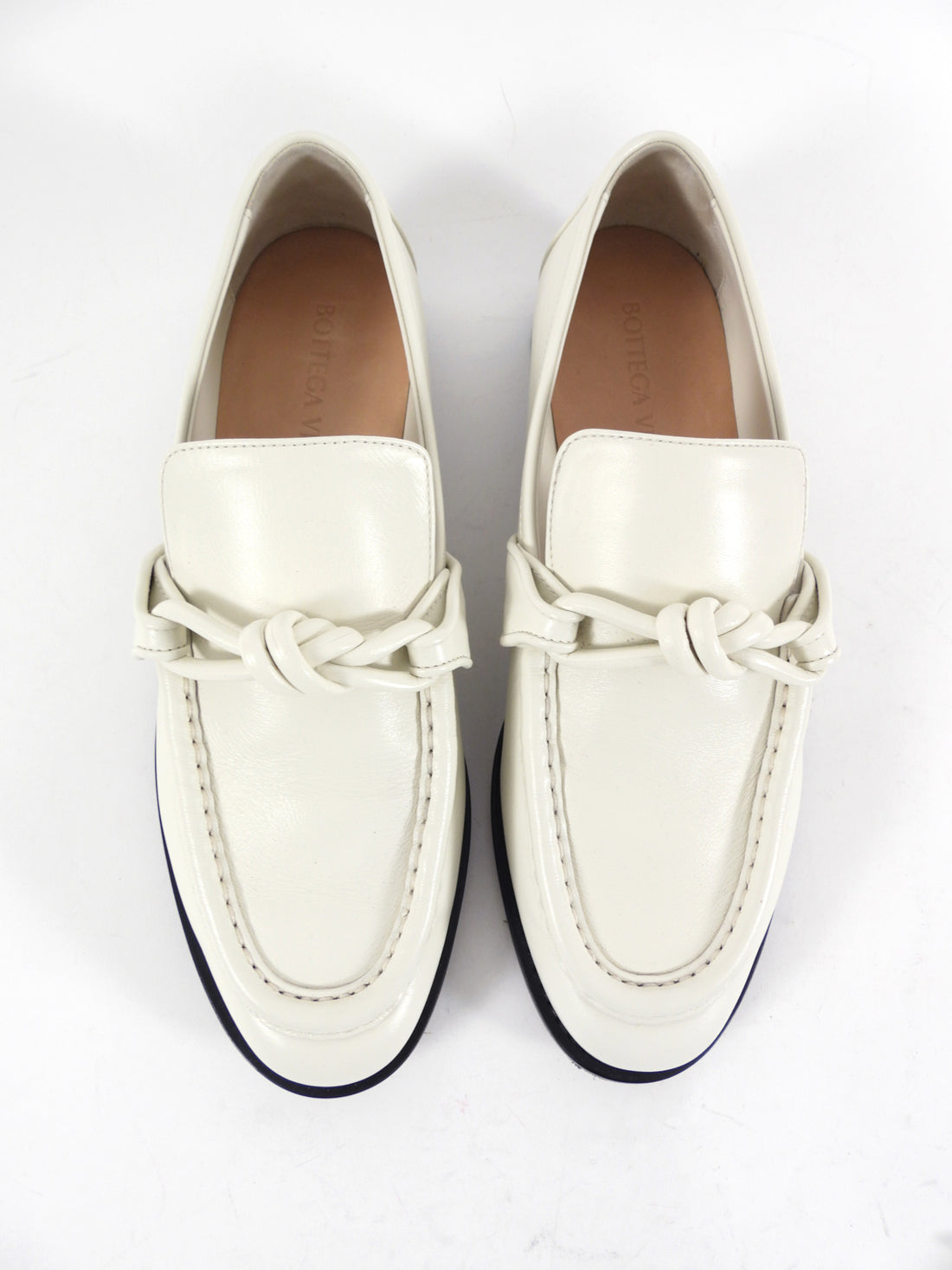 Bottega Veneta Ivory White Leather Astaire Loafer - 39.5