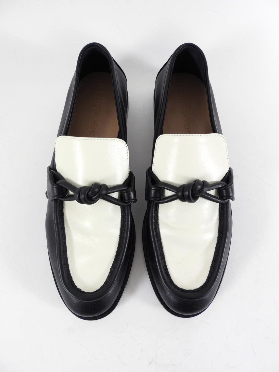 Bottega Veneta Black and White Leather Astaire Loafer - 39.5