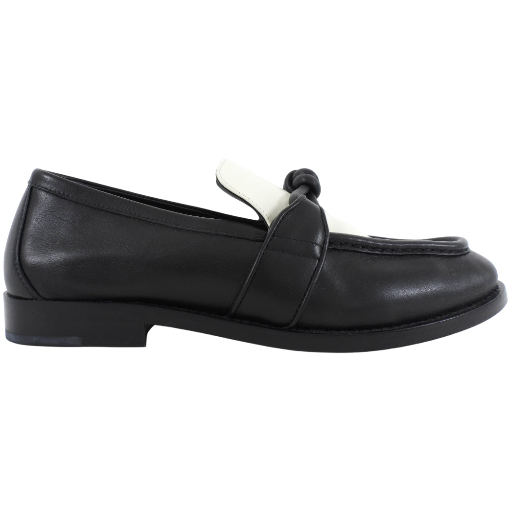 Bottega Veneta Black and White Leather Astaire Loafer - 39.5
