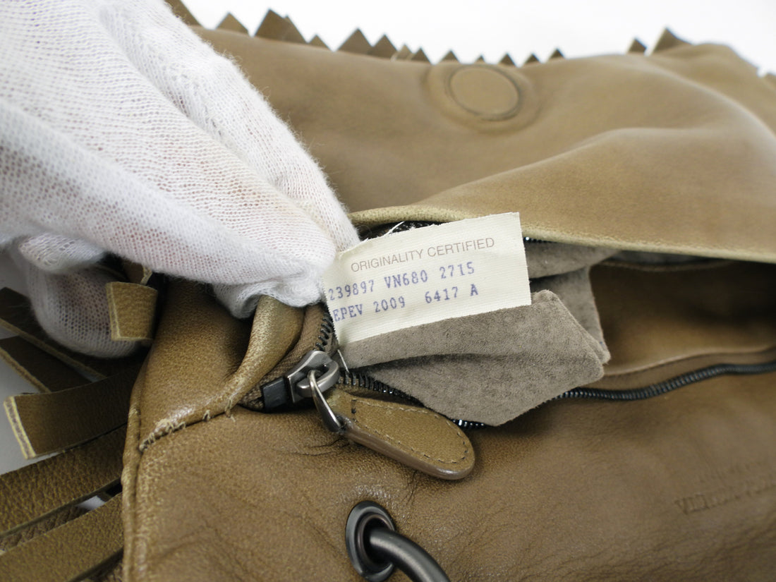 Bottega Veneta Olive Khaki Intrecciato Leather Fringed Shoulder Bag