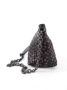 Bottega Veneta Black and Brown Intrecciato Leather Chain Bag