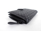 Bottega Venetta Black Intrecciato Leather French Wallet