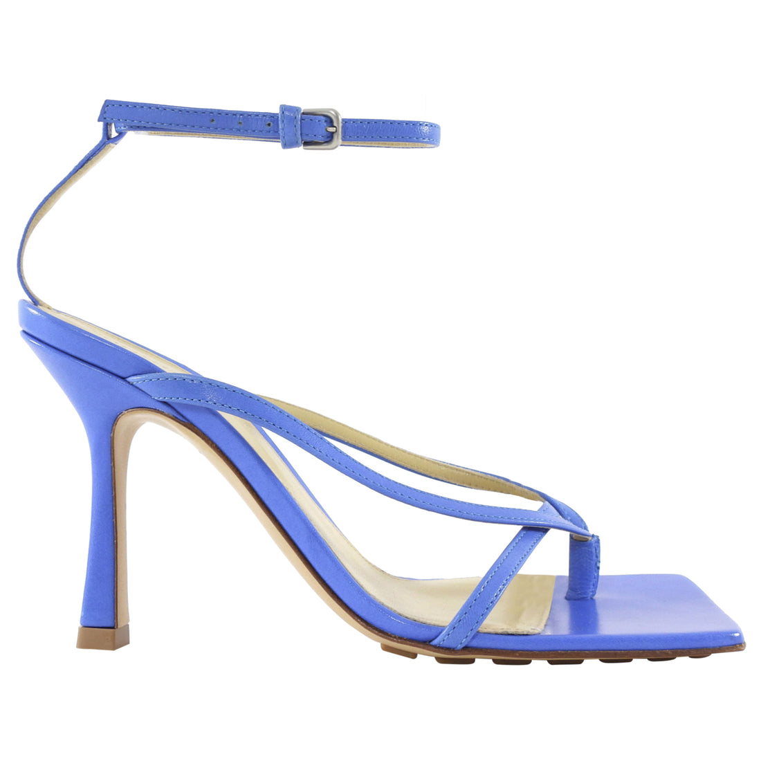 Bottega Veneta Aquarium Blue Leather Stretch Strap High Heel Thong Sandals -  36