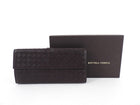 Bottega Venetta Brown Intrecciato Leather Long Bifold Wallet
