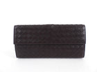 Bottega Venetta Brown Intrecciato Leather Long Bifold Wallet