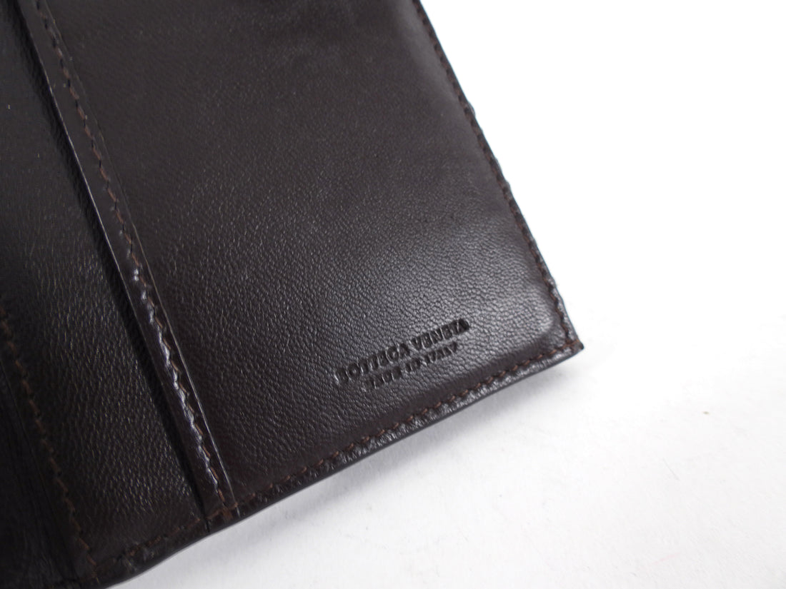 Bottega Venetta Brown Intrecciato Leather Long Bifold Wallet