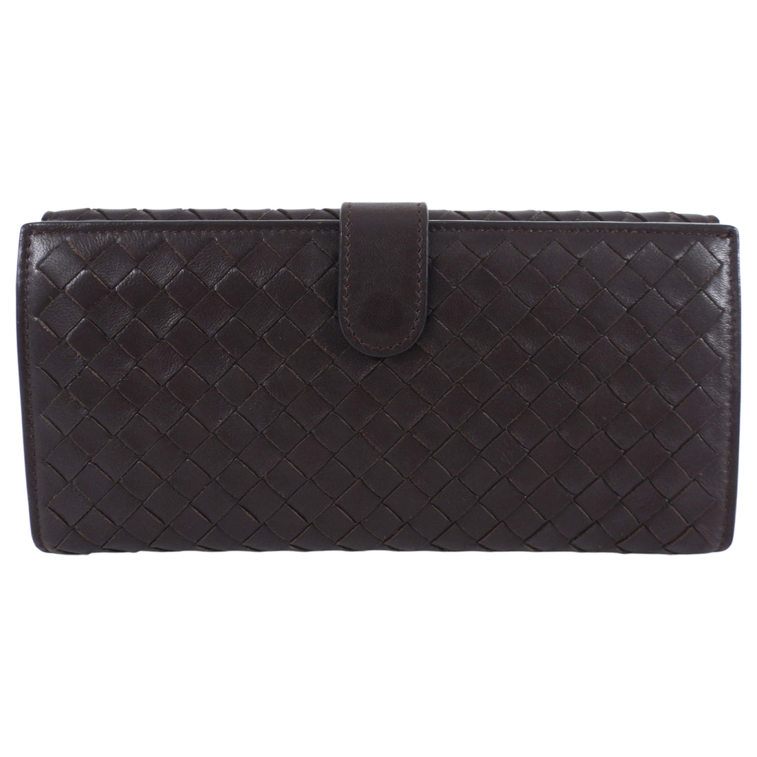 Bottega Venetta Brown Intrecciato Leather Long Bifold Wallet