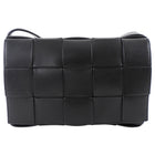 Bottega Veneta Black Woven Leather Medium Cassette Bag