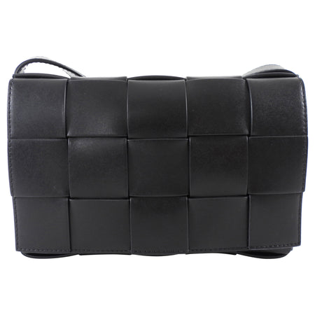 Bottega Veneta Black Woven Leather Medium Cassette Bag