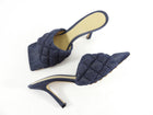 Bottega Veneta Dark Denim Quilted Mule Heels - 39 / 8.5