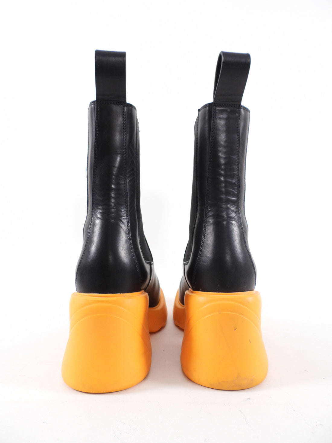 Bottega Veneta Black Leather and Orange Rubber Flash Boots - 40