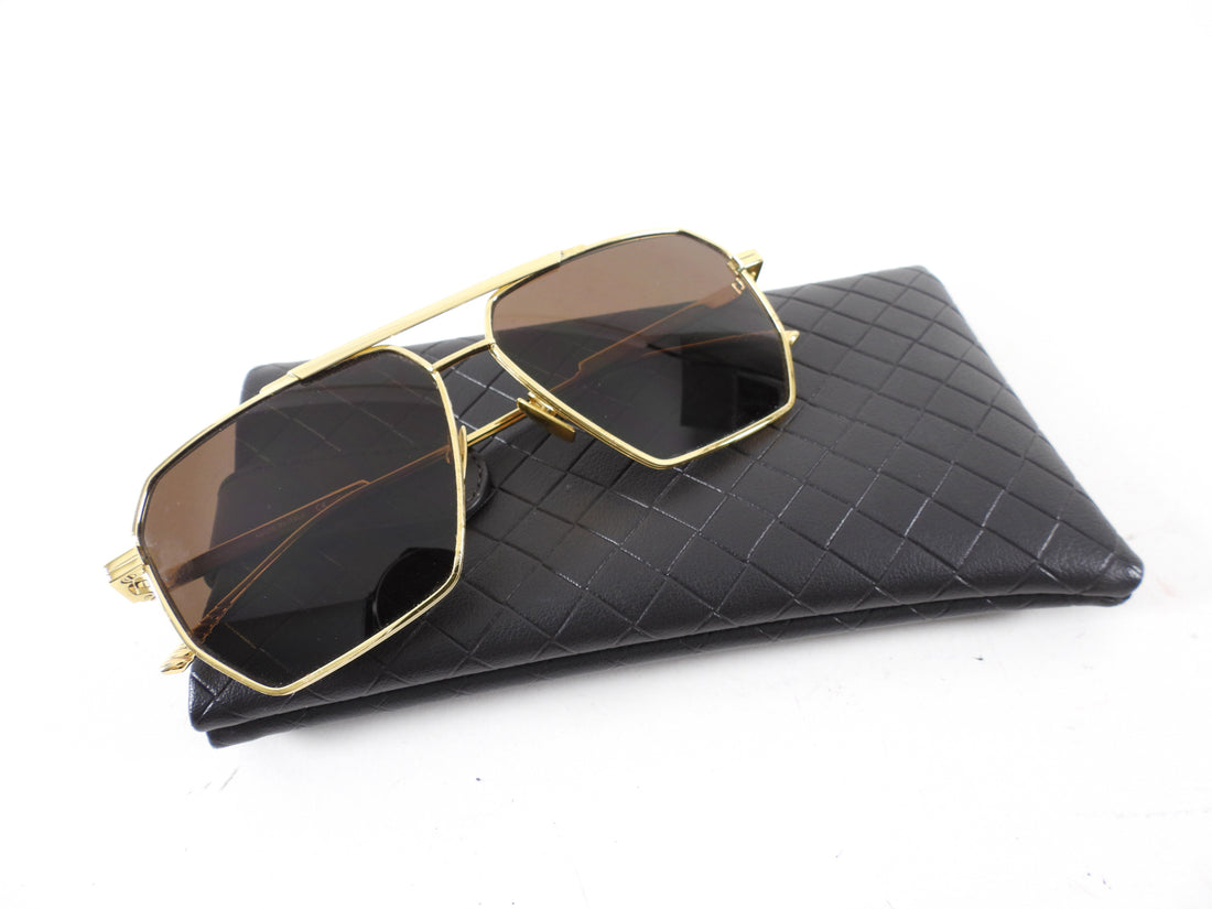 Bottega Veneta Gold Rectangular Sunglasses BV1012S