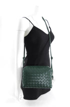 Bottega Veneta Green Intrecciato Leather Crossbody Bag