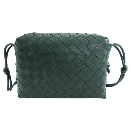 Bottega Veneta Green Intrecciato Leather Crossbody Bag