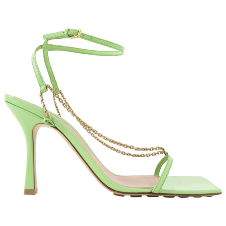 Bottega Veneta Lime Green Chain Stretch Sandals - 40