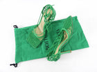 Bottega Veneta Grass Green Mesh Wrap Tie Heels - 37.5