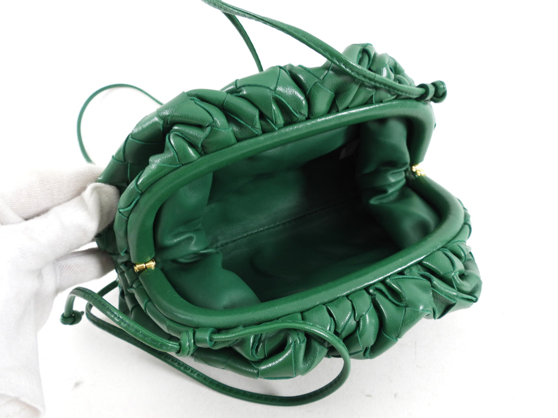 Bottega Veneta Green Intrecciato Leather Mini Pouch Bag