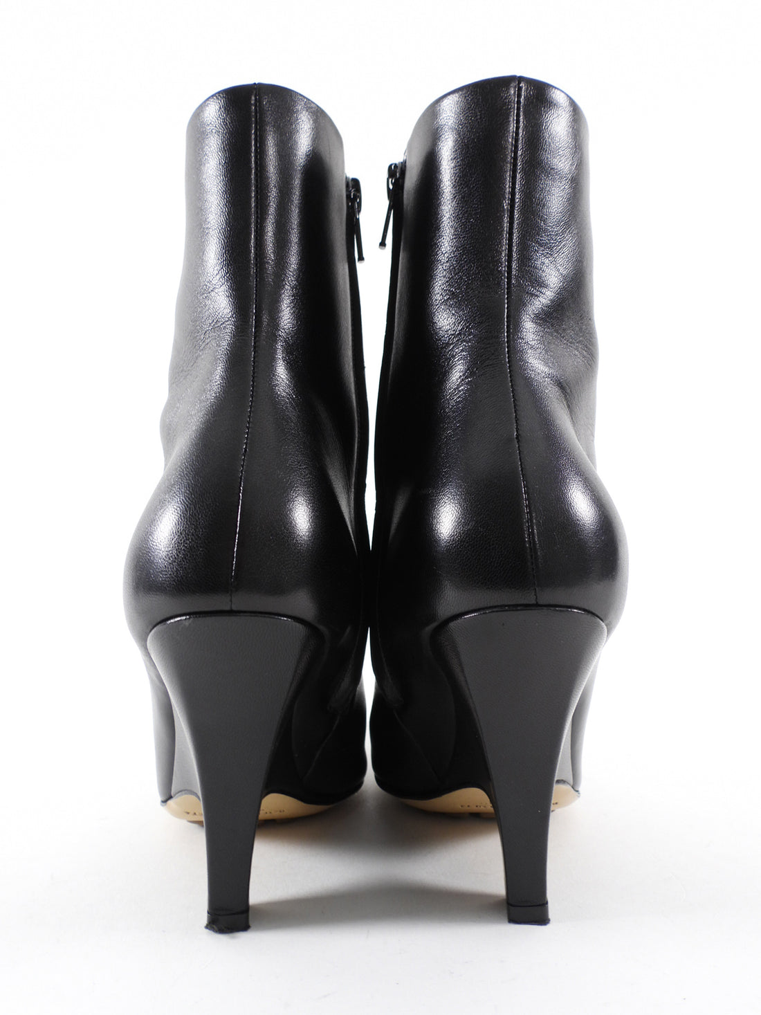 Bottega Veneta Black Leather Wedge Heel Ankle Boots - 37