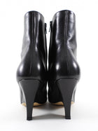 Bottega Veneta Black Leather Wedge Heel Ankle Boots - 37