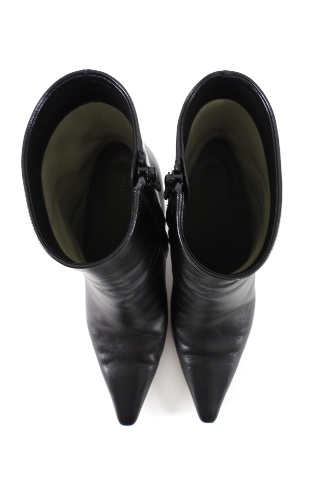 Bottega Veneta Black Leather Wedge Heel Ankle Boots - 37