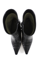 Bottega Veneta Black Leather Wedge Heel Ankle Boots - 37