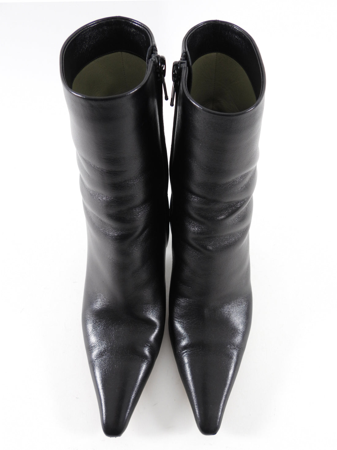 Bottega Veneta Black Leather Wedge Heel Ankle Boots - 37