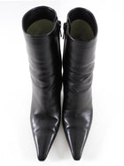 Bottega Veneta Black Leather Wedge Heel Ankle Boots - 37