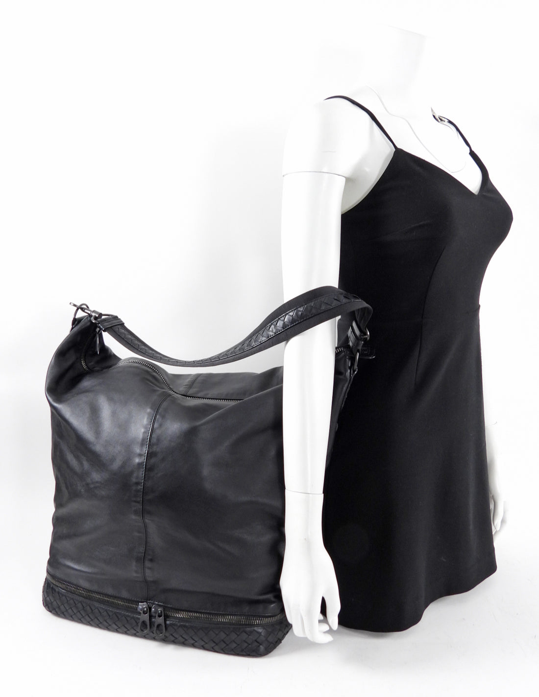 Bottega Veneta Black Leather XL Travel Hobo Bag