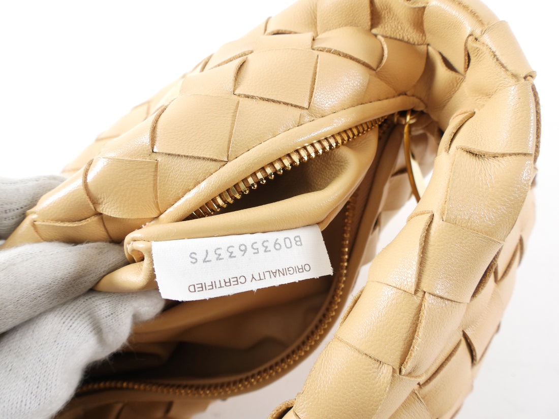 Bottega Veneta Dark Praline-Gold Mini Jodie Intrecciato Leather Bag