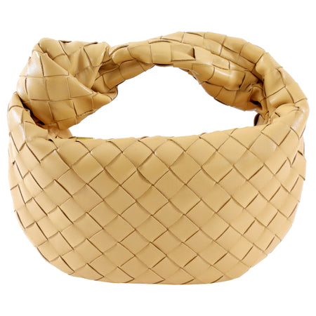 Bottega Veneta Almond Beige Mini Jodie Intrecciato Leather Bag
