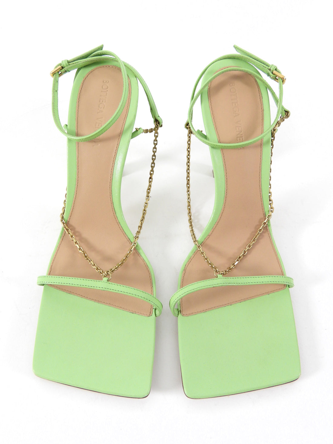 Bottega Veneta Lime Green Chain Stretch Sandals - 40