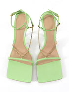 Bottega Veneta Lime Green Chain Stretch Sandals - 40