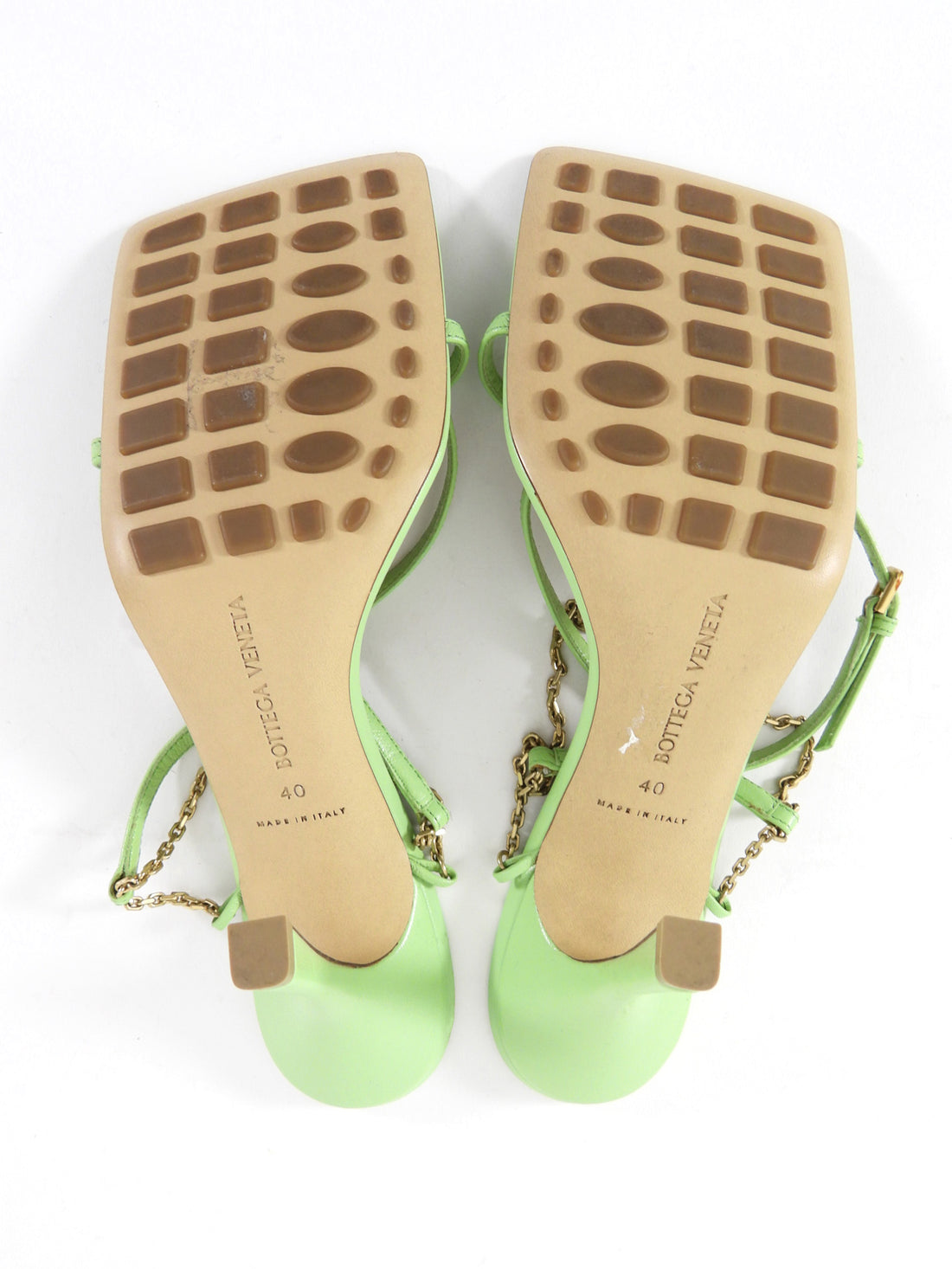 Bottega Veneta Lime Green Chain Stretch Sandals - 40