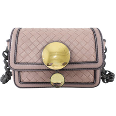 Bottega Veneta Dark Nude Nappa Mirror Clasp Chain Shoulder Bag – I