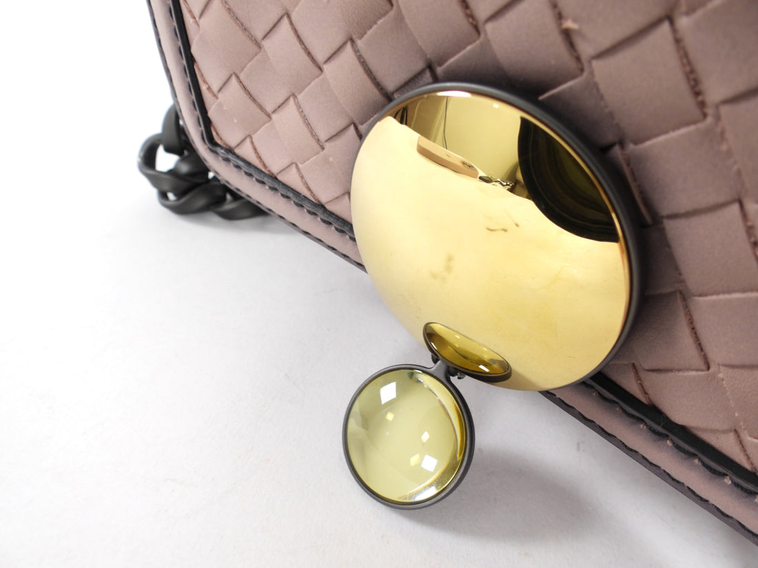 Bottega Veneta Dark Nude Nappa Mirror Clasp Chain Shoulder Bag