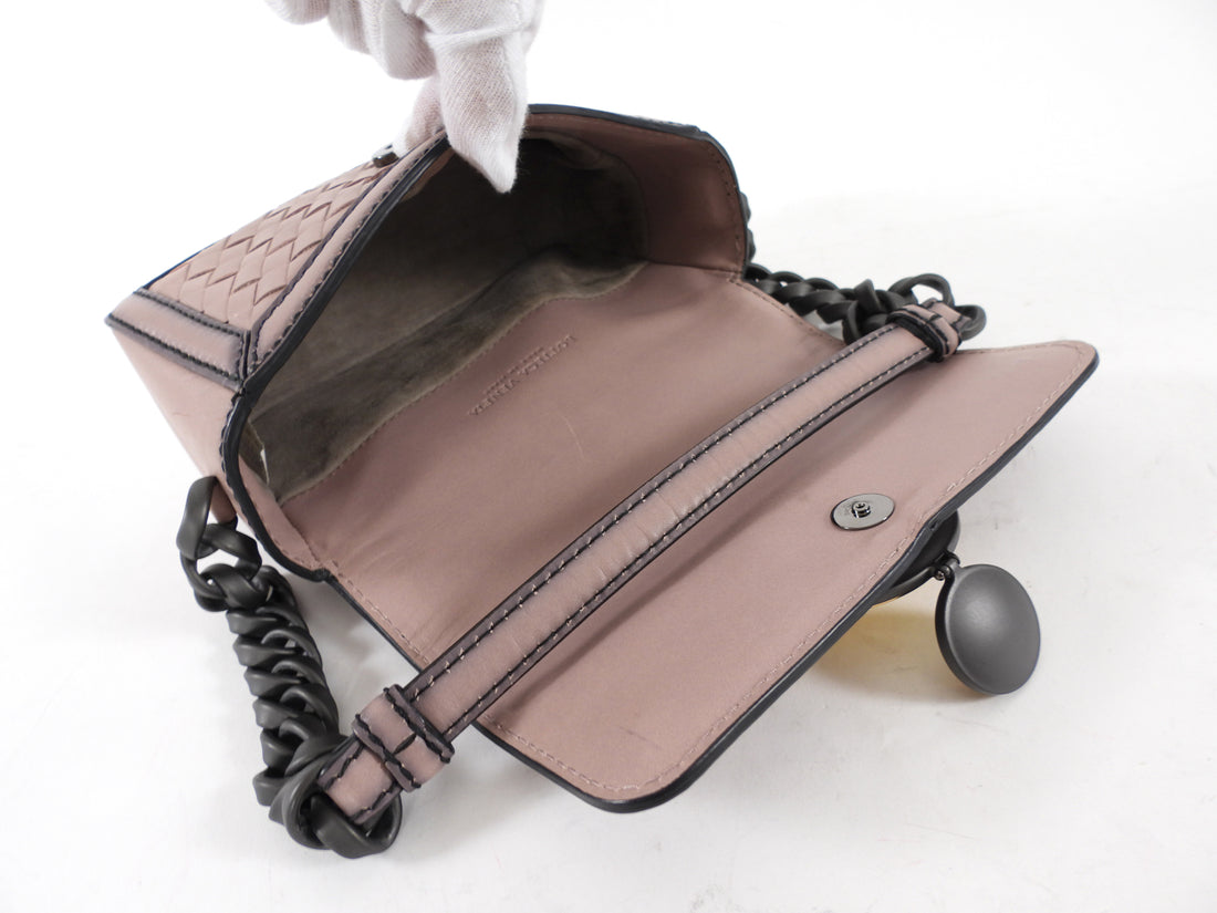 Bottega Veneta Dark Nude Nappa Mirror Clasp Chain Shoulder Bag