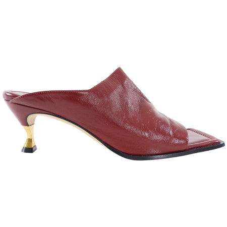 Bottega Veneta Burgundy Glove Leather Mule with Metal Heel - 39