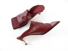Bottega Veneta Burgundy Glove Leather Mule with Metal Heel - 39
