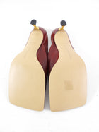 Bottega Veneta Burgundy Glove Leather Mule with Metal Heel - 39