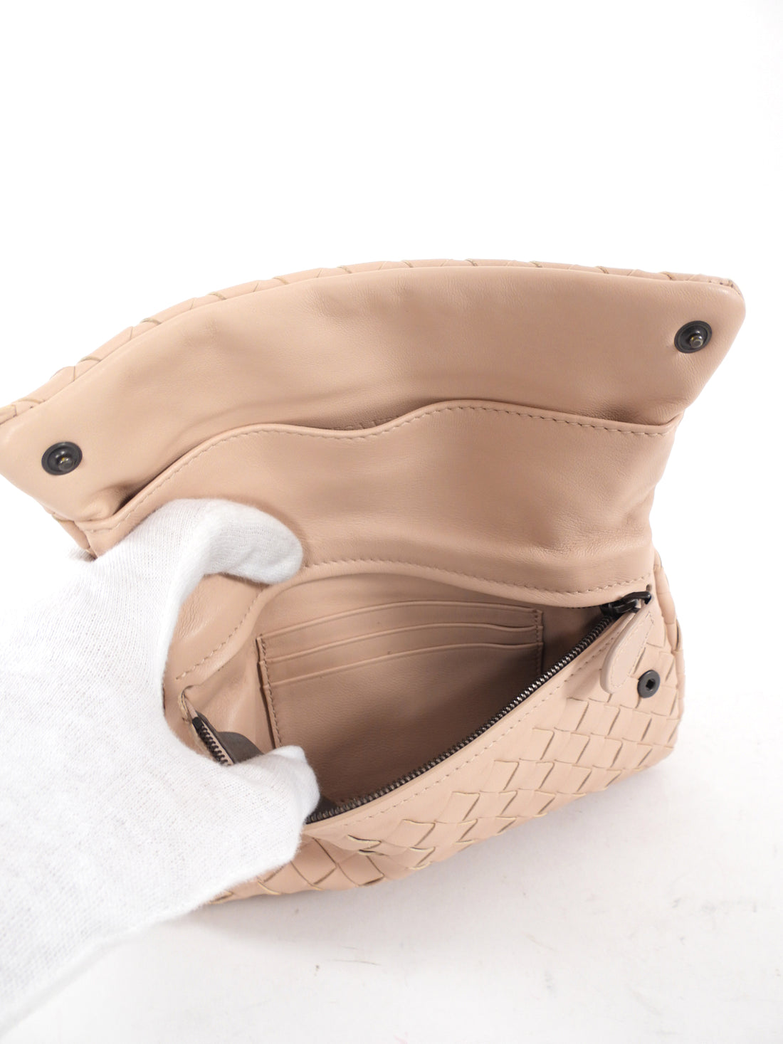 Bottega Veneta Nude Intrecciato Leather Mini Nappa Bag