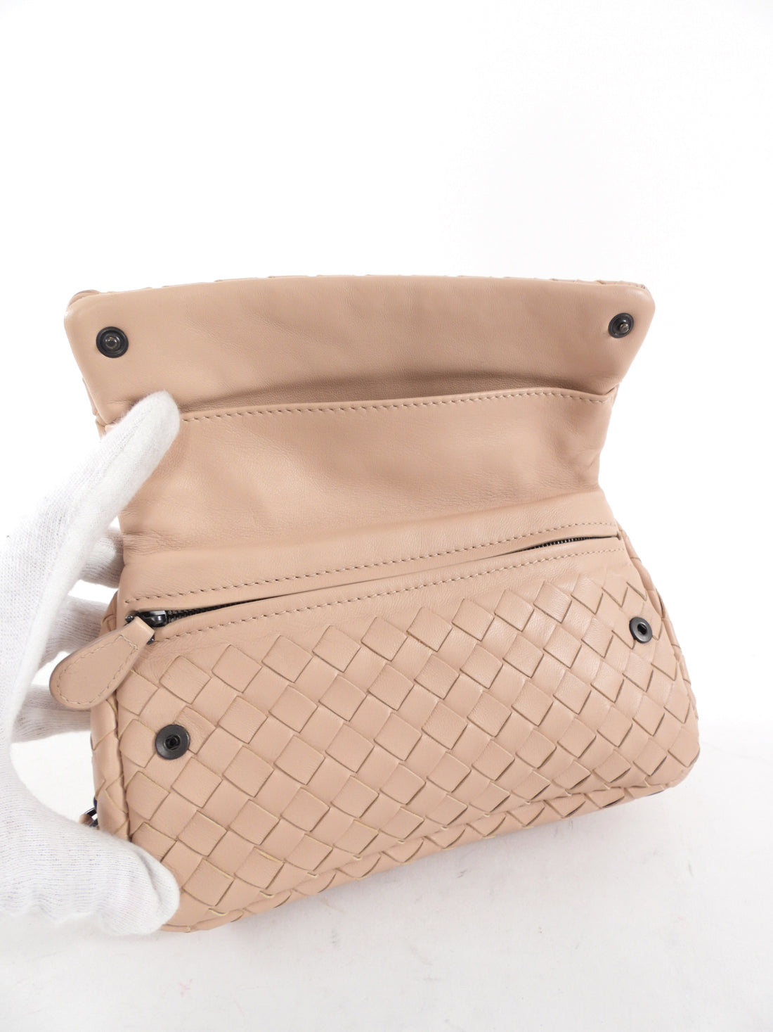 Bottega Veneta Nude Intrecciato Leather Mini Nappa Bag