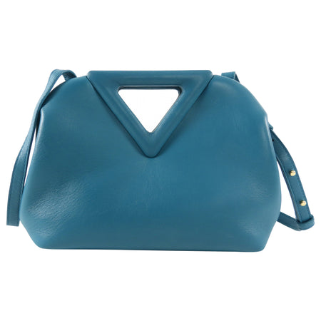 Bottega Veneta Small Teal Leather Point Crossbody Bag