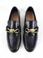Bottega Veneta Black Leather and Gold Metal Astaire Loafer - 39.5