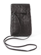 Bottega Veneta Dark Brown Andiamo Intrecciato Leather Phone Pouch