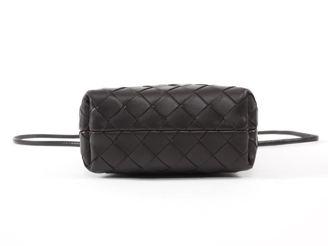 Bottega Veneta Dark Brown Andiamo Intrecciato Leather Phone Pouch