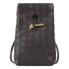 Bottega Veneta Dark Brown Andiamo Intrecciato Leather Phone Pouch