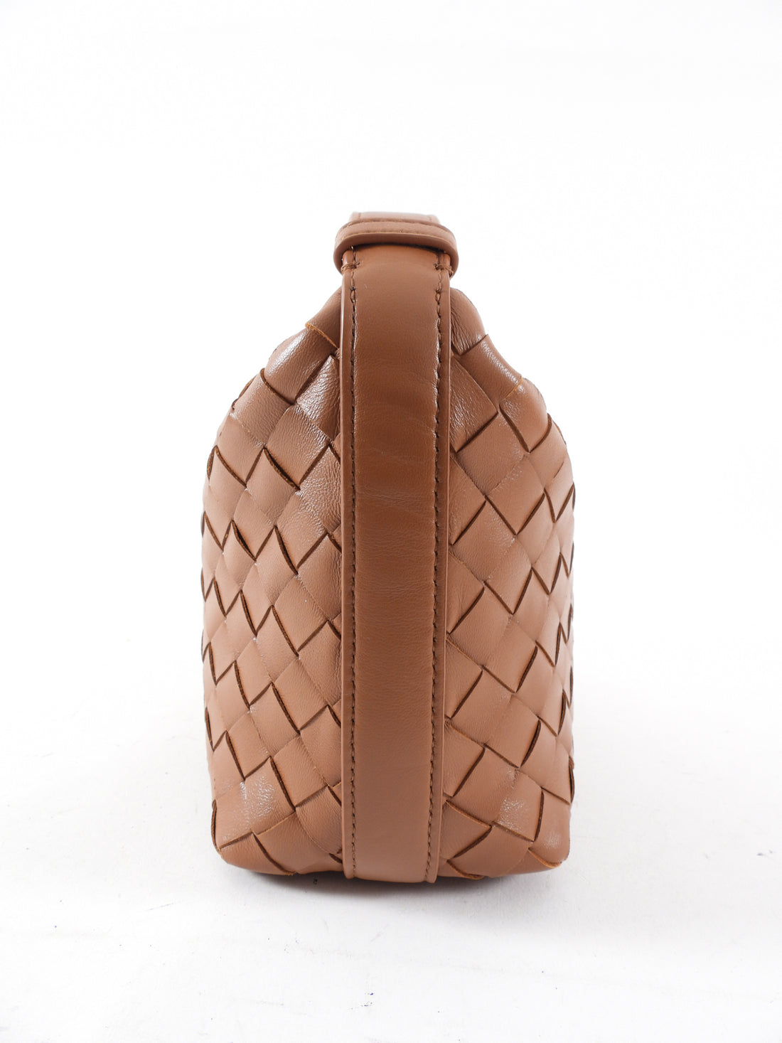 Bottega Veneta Caramel Brown Intrecciato Leather Mini Wallace Bag